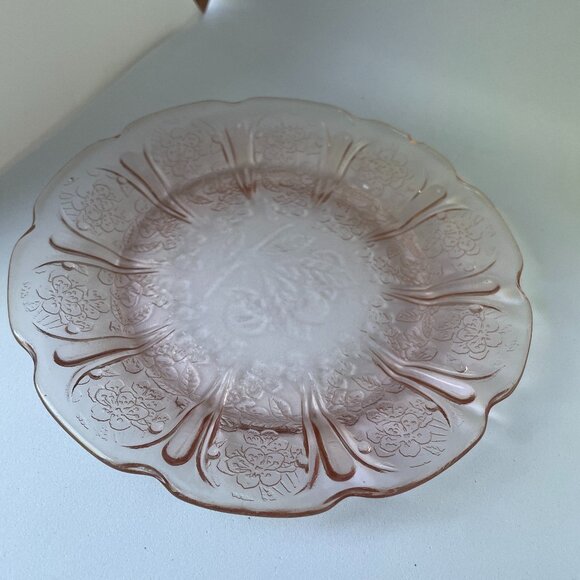Vintage Jeanette Depression Glass Pink Cherry Blossom Plate - Picture 1 of 4